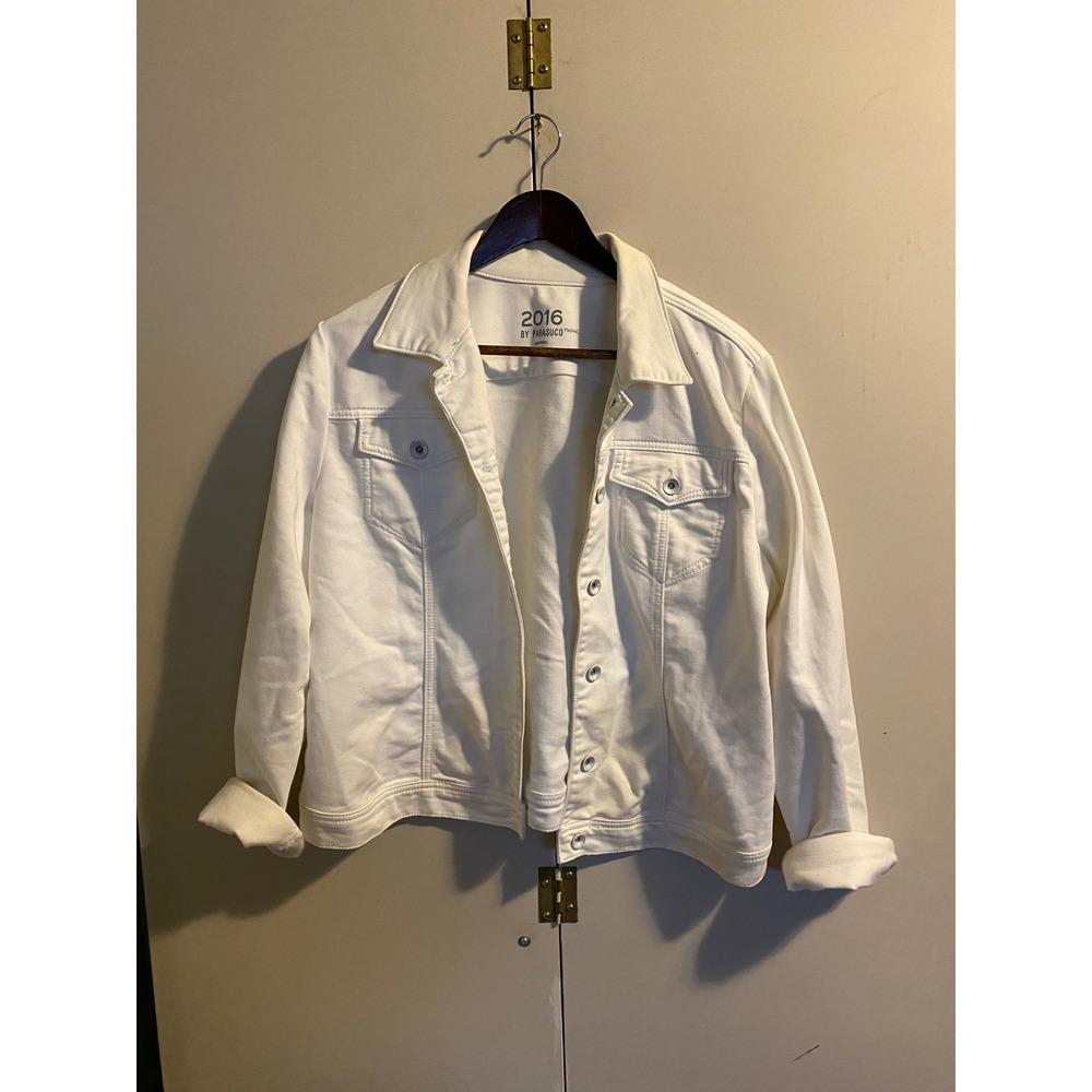 Parasuco Denim Jacket Womens XL White Good Stretch Trucker Button Up